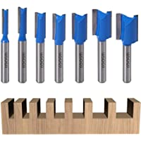 WSOOX 7 piezas de carburo de tungsteno doble flauta recta router bits conjunto con vástago de 8 mm- fresado brocas para…